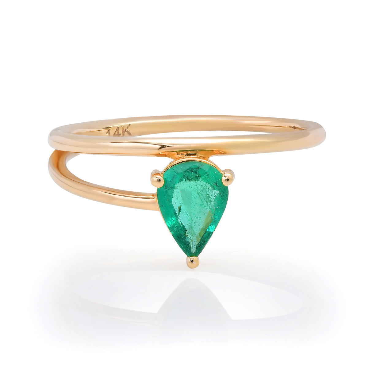 Emerald Solitaire Pear Wrap Ring