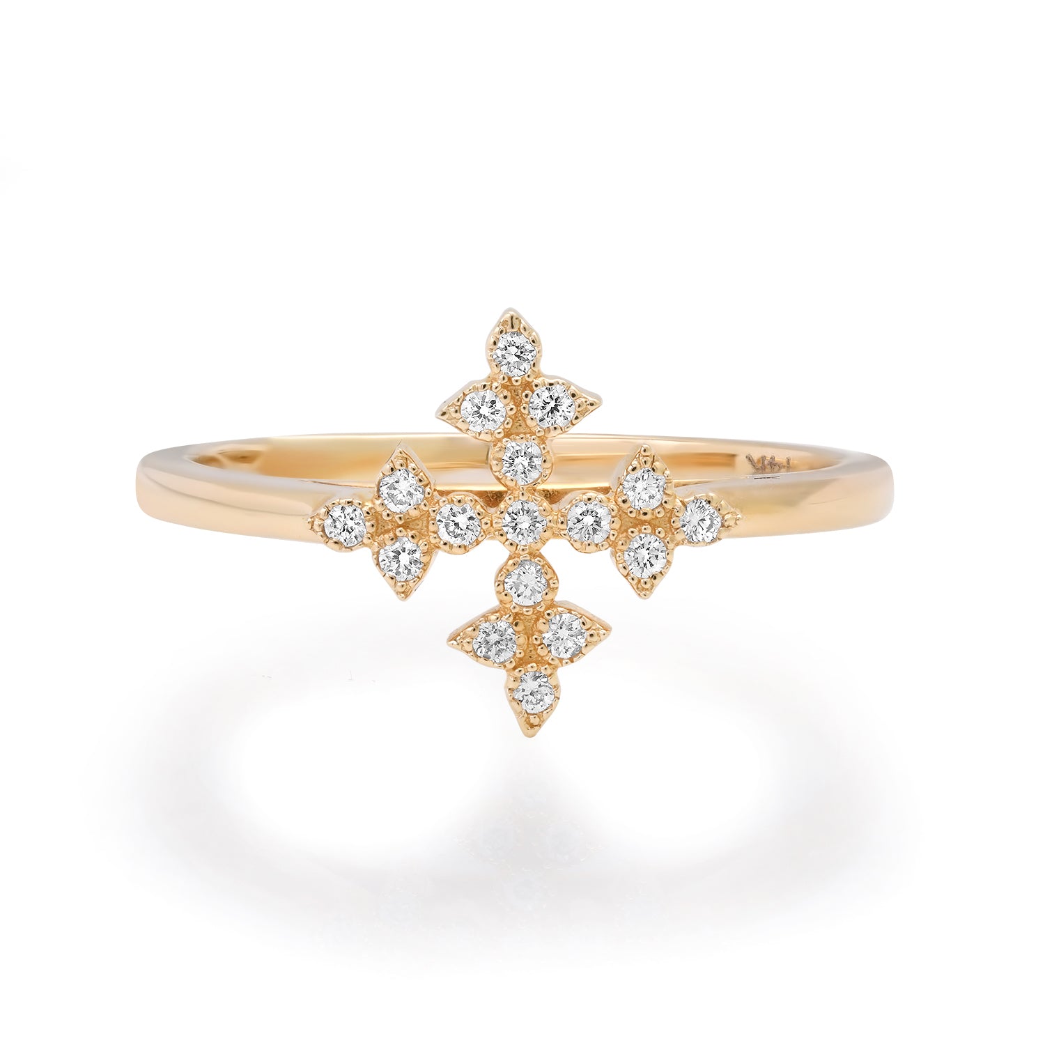 Gothic Pave Diamond Cross  Ring