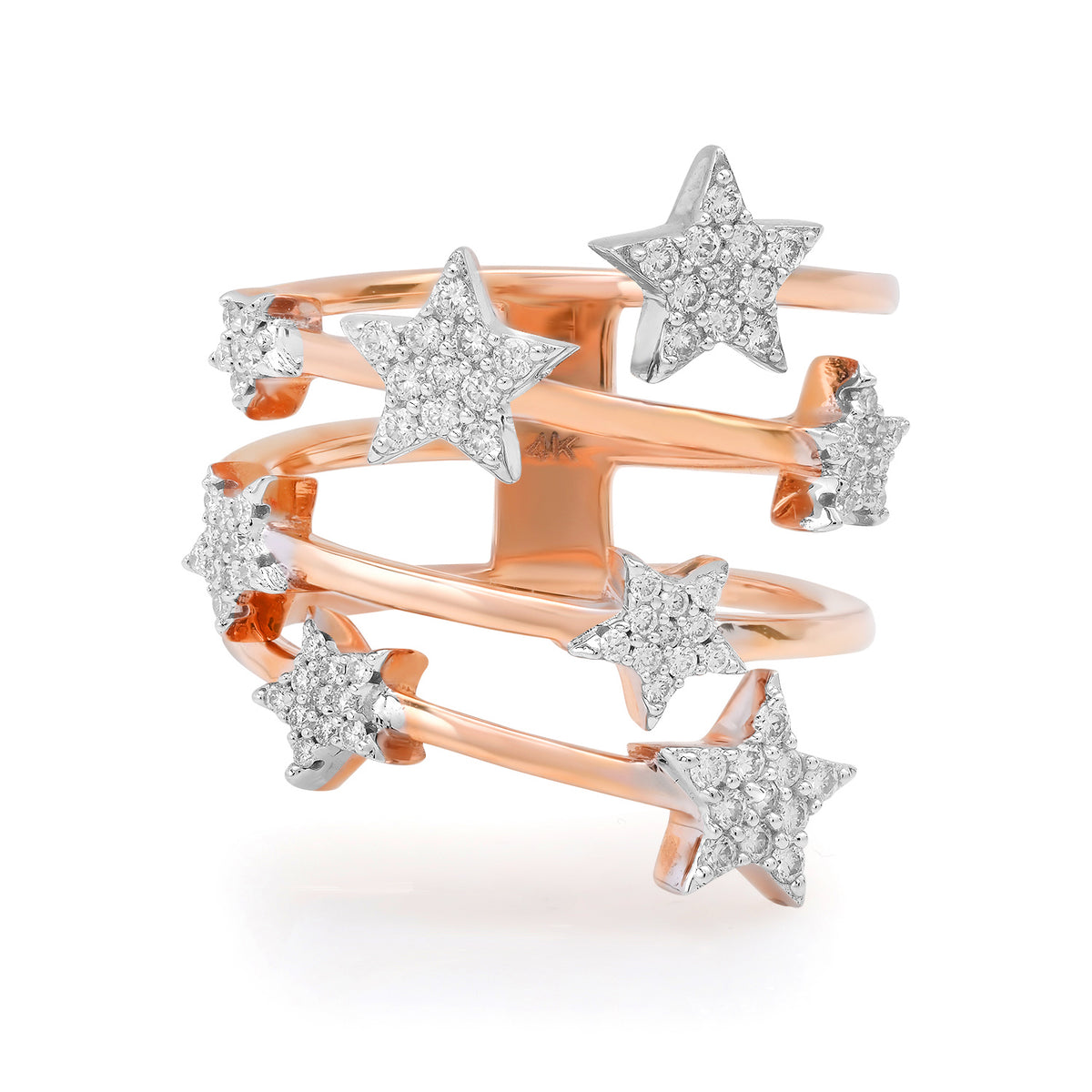 Stunning Diamond Star Statement Wrap Ring