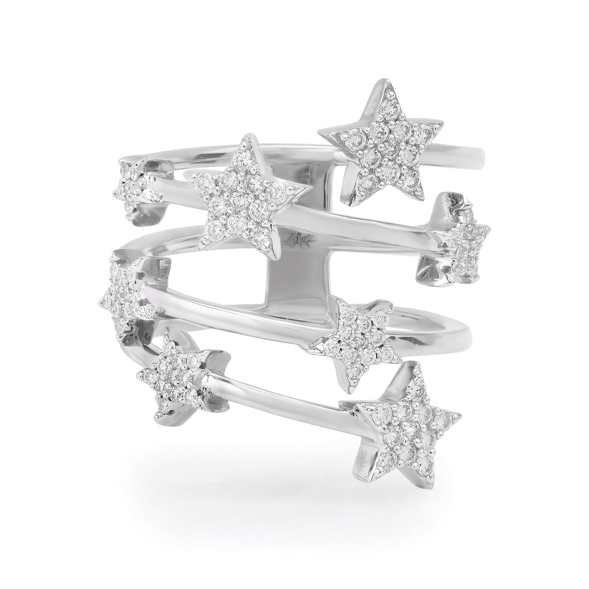 Stunning Diamond Star Statement Wrap Ring