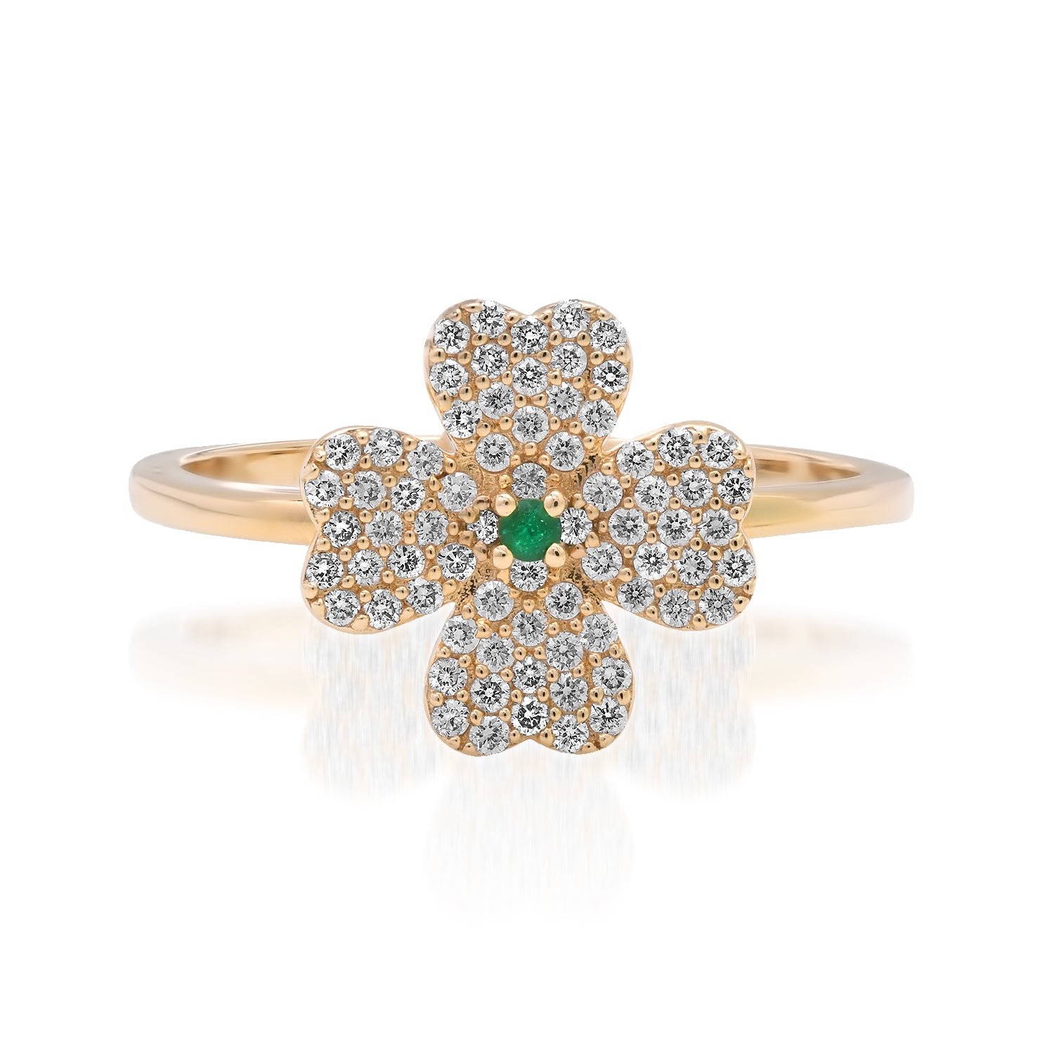 Petite Emerald & Diamond Clover Ring