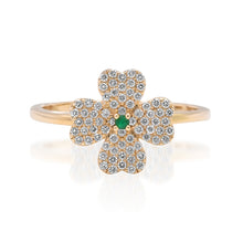 Petite Emerald & Diamond Clover Ring
