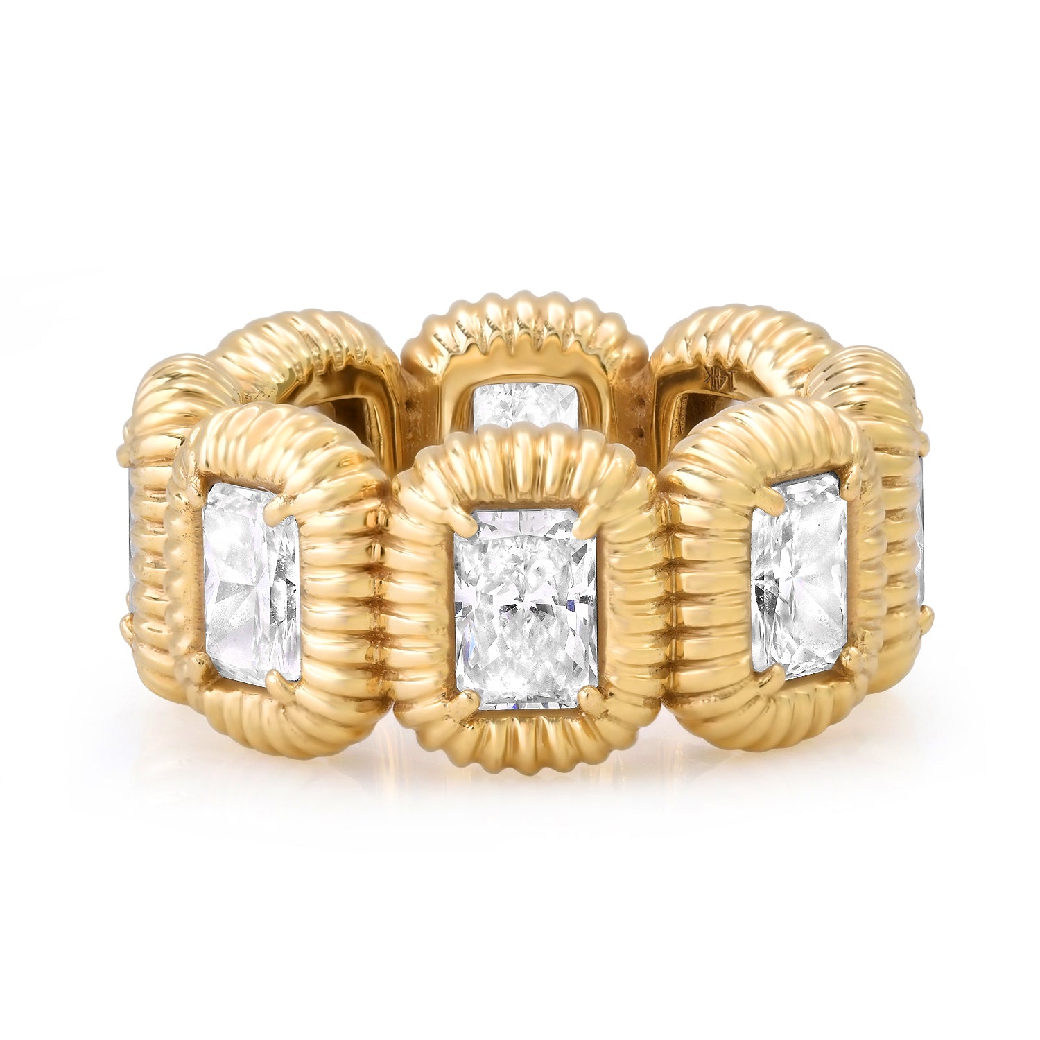 Emerald Cut Fluted Bubble Bezel Lab Grown Diamond Eternity Ring