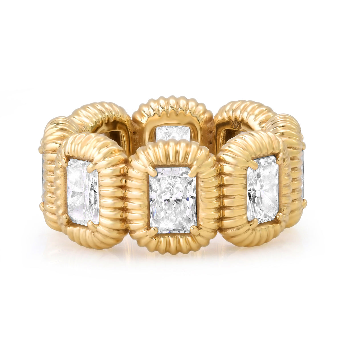 Emerald Cut Fluted Bubble Bezel Lab Grown Diamond Eternity Ring