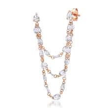 Double Pierce Draped Floating Rose Cut Diamond Pears Stud Earring