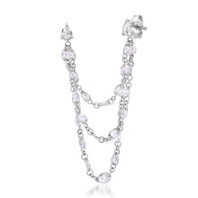 Double Pierce Draped Floating Rose Cut Diamond Pears Stud Earring