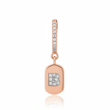 Personalized Plaque Initial Drop Diamond Huggie Hoop Earring