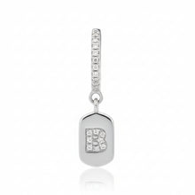 Personalized Plaque Initial Drop Diamond Huggie Hoop Earring