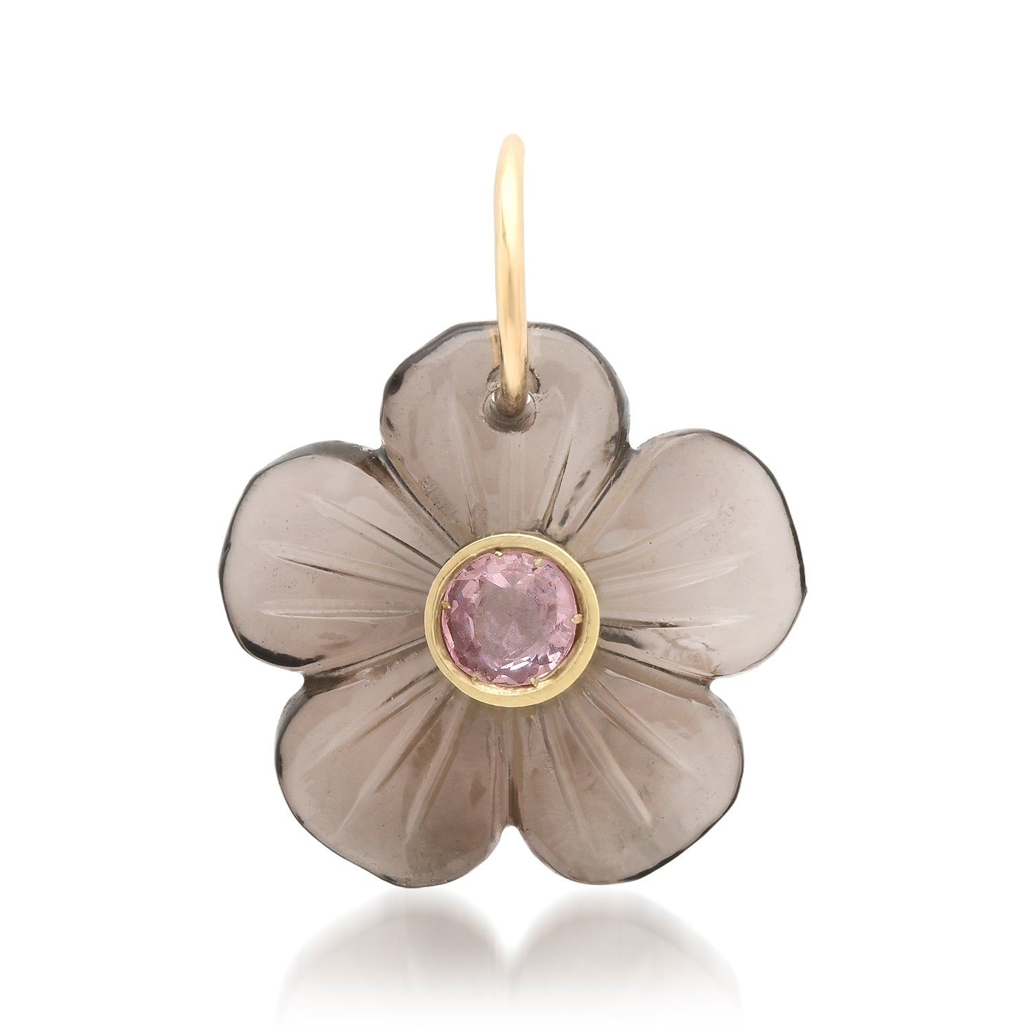 Flora Smokey Topaz & Pink Tourmaline Flower Charm