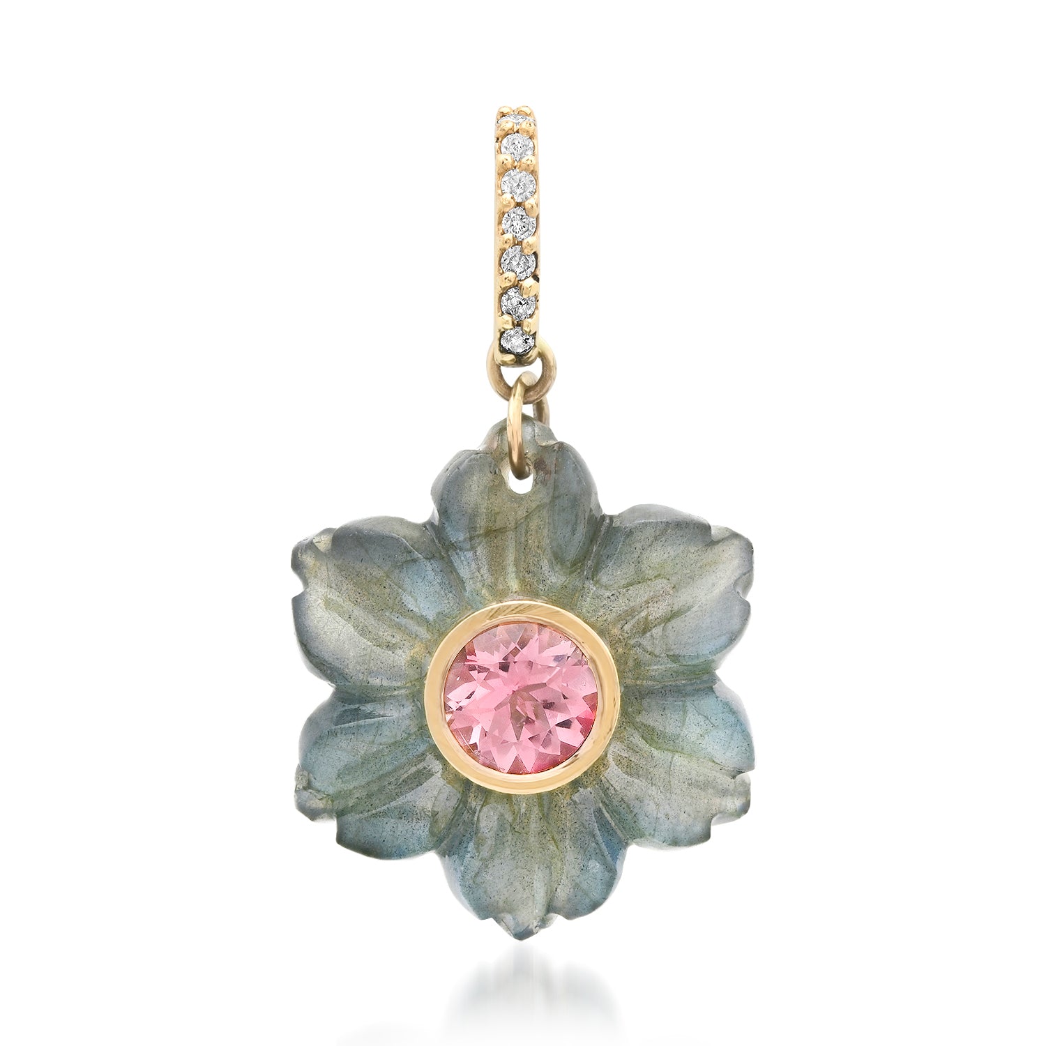 Flora Labradorite & Pink Tourmaline Flower Charm