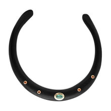 Wood Collar with Emerald & Mandarin Garnets