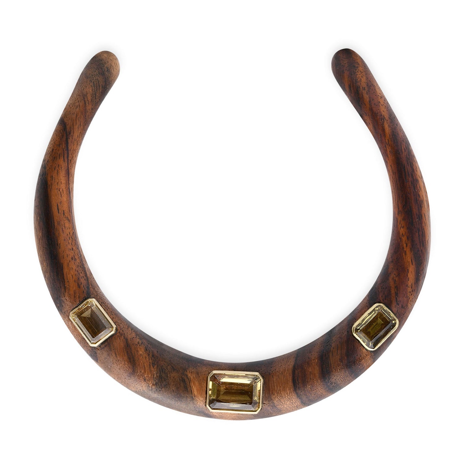 Wood Collar with Emerald Cut Citrine