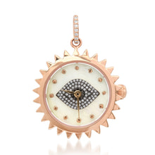 Functional White Mother of Pearl & Diamond Evil Eye Spike Clock Charm