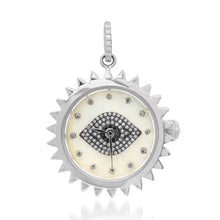 Functional White Mother of Pearl & Diamond Evil Eye Spike Clock Charm