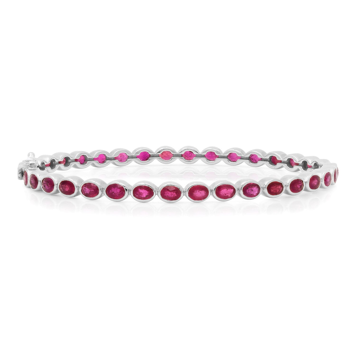Oval Ruby Bezel Eternity Bangle Bracelet
