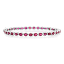 Oval Ruby Bezel Eternity Bangle Bracelet