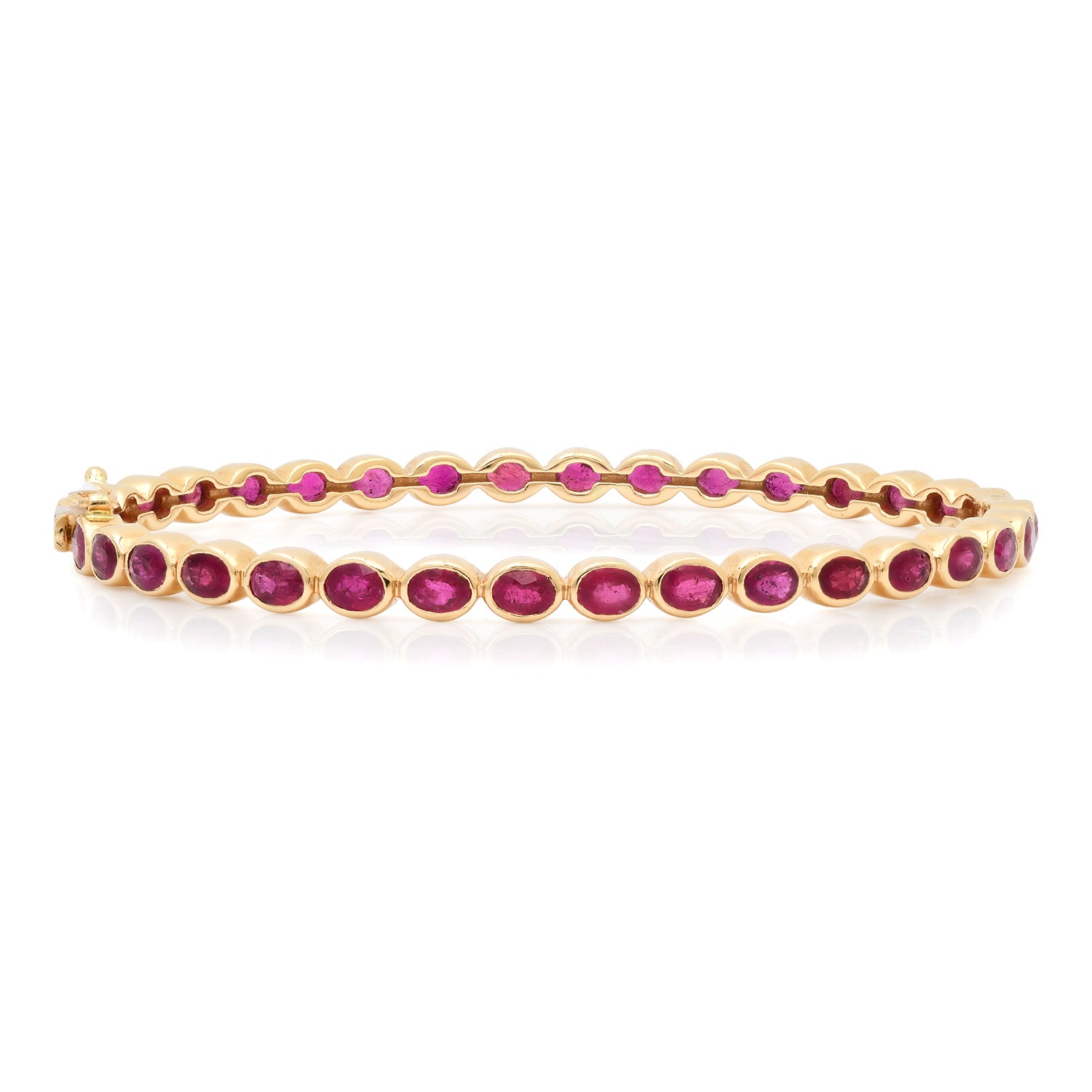 Oval Ruby Bezel Eternity Bangle Bracelet