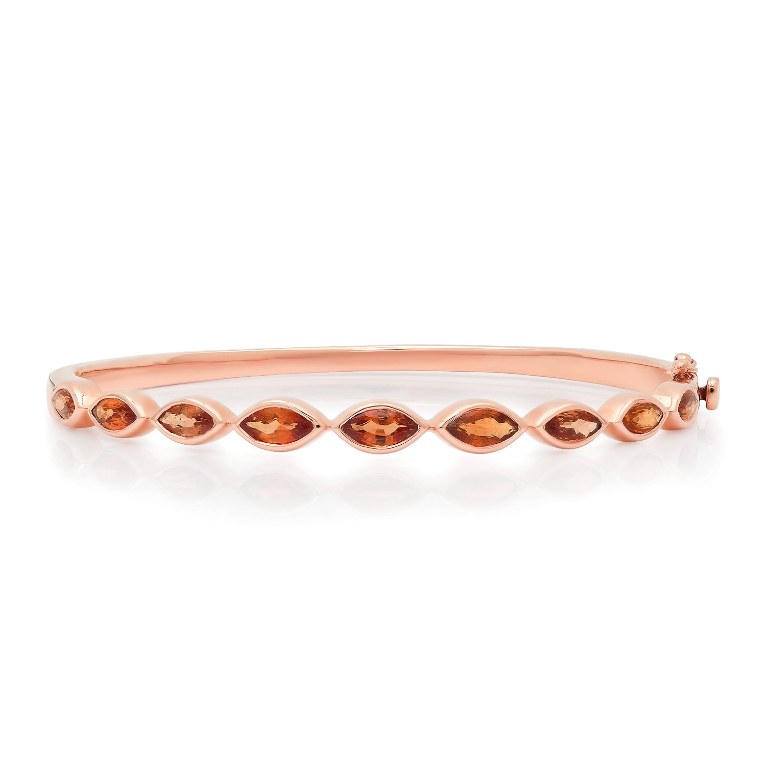 Marquise Orange Sapphire Bezel Bangle Bracelet