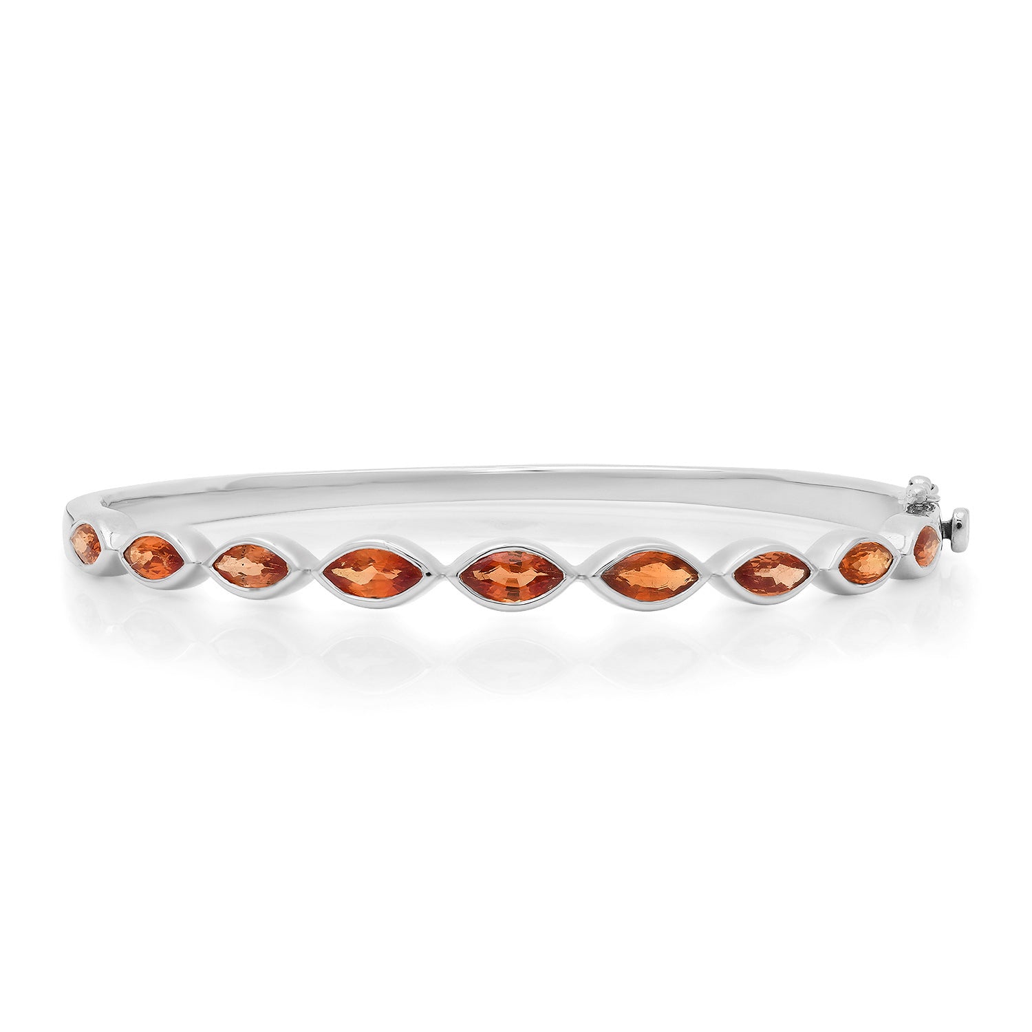 Marquise Orange Sapphire Bezel Bangle Bracelet
