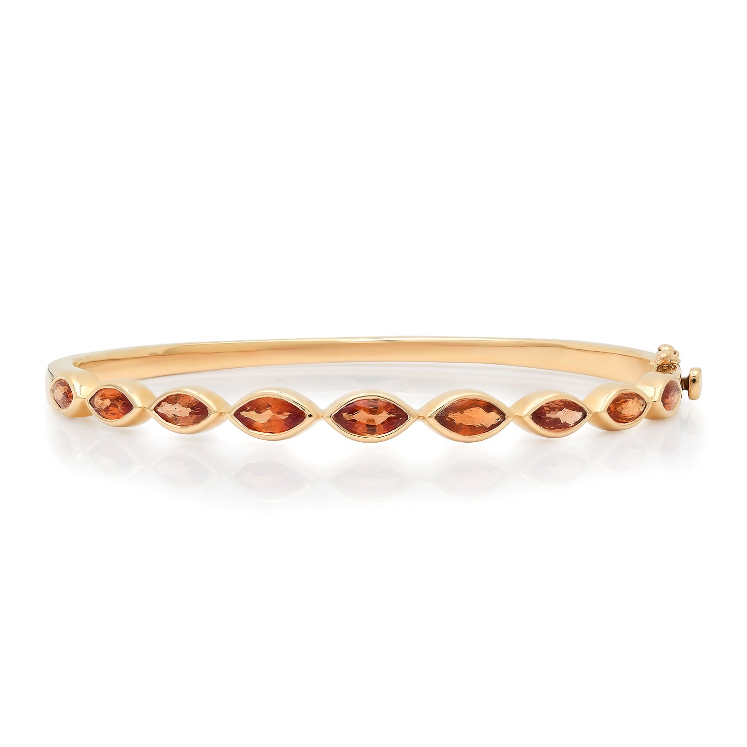 Marquise Orange Sapphire Bezel Bangle Bracelet