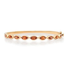 Marquise Orange Sapphire Bezel Bangle Bracelet