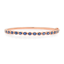 Oval Blue Sapphire Bezel Bangle Bracelet