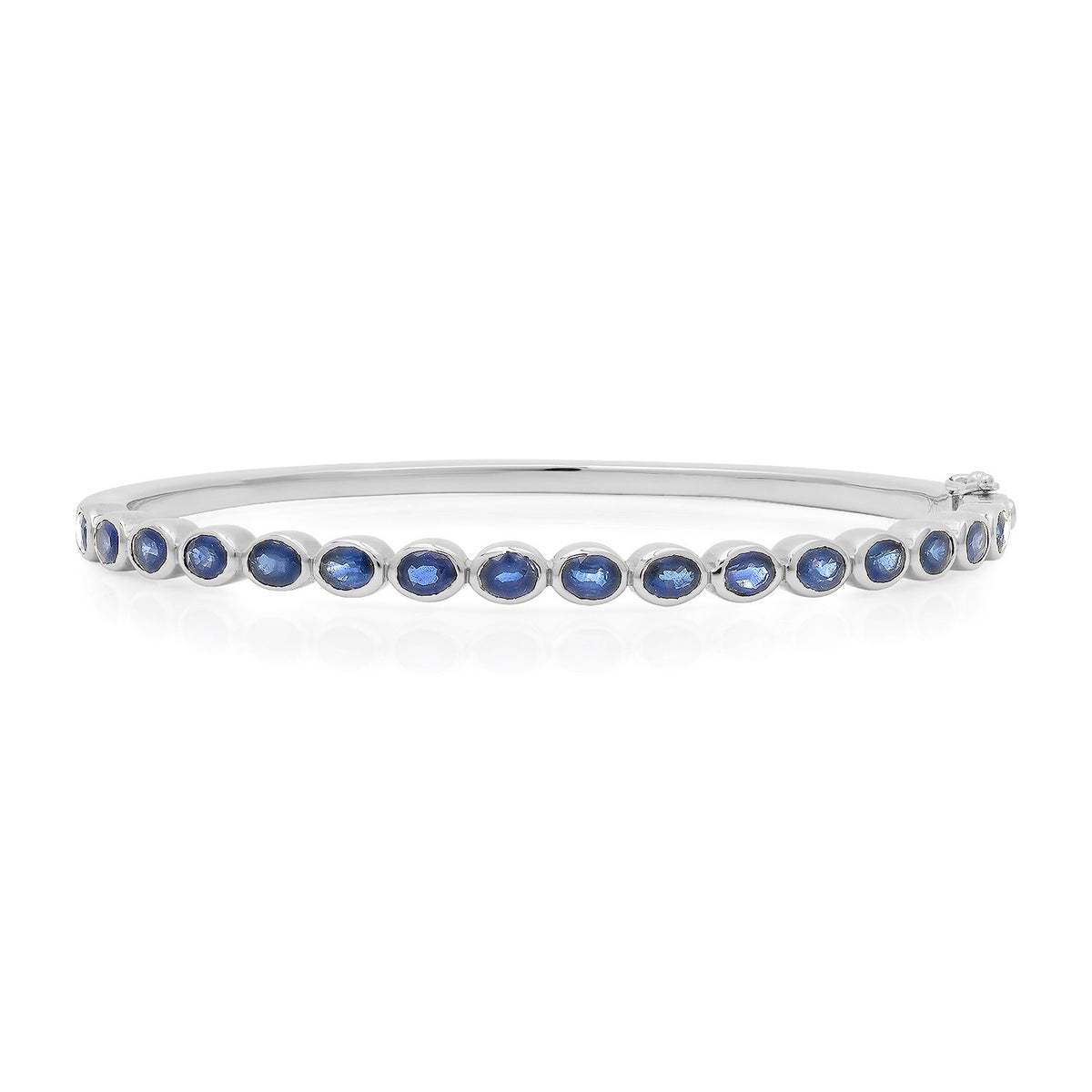 Oval Blue Sapphire Bezel Bangle Bracelet