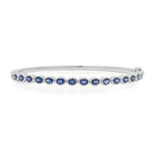 Oval Blue Sapphire Bezel Bangle Bracelet