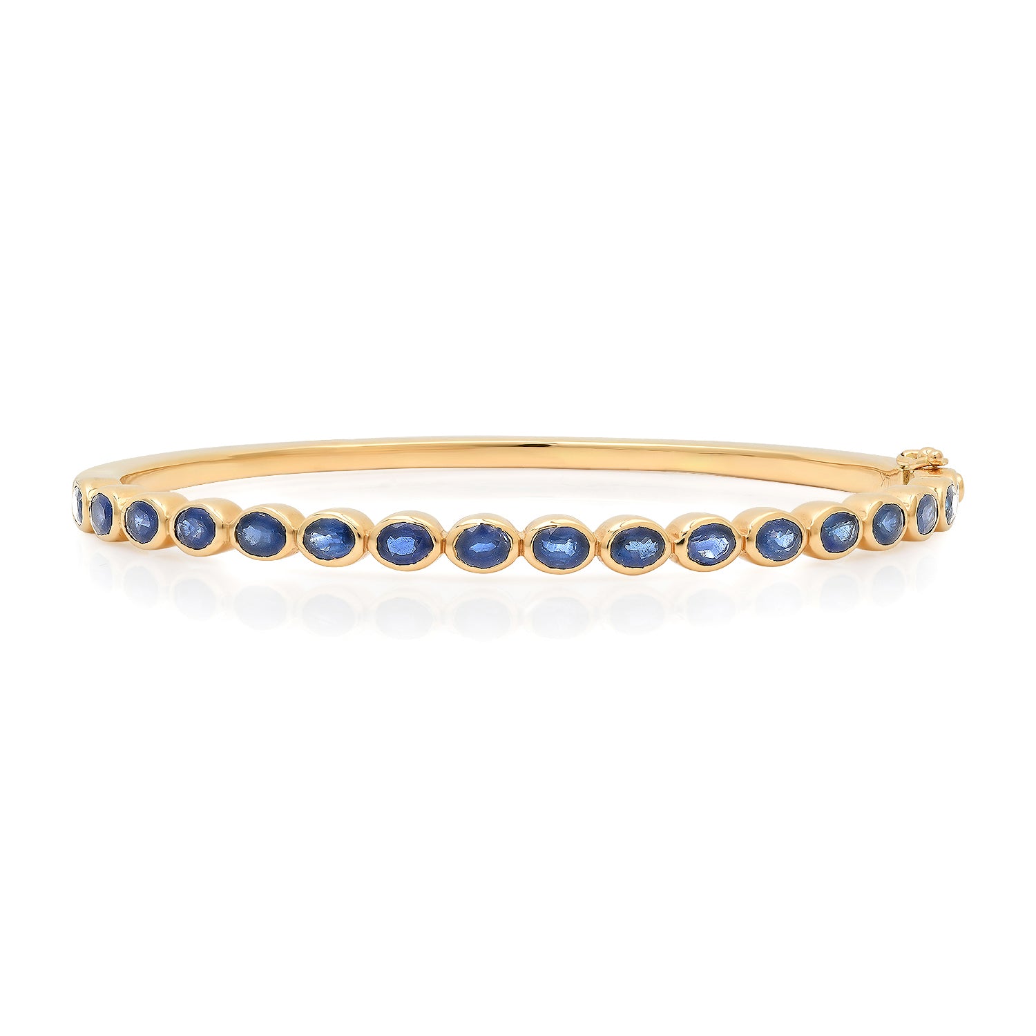 Oval Blue Sapphire Bezel Bangle Bracelet