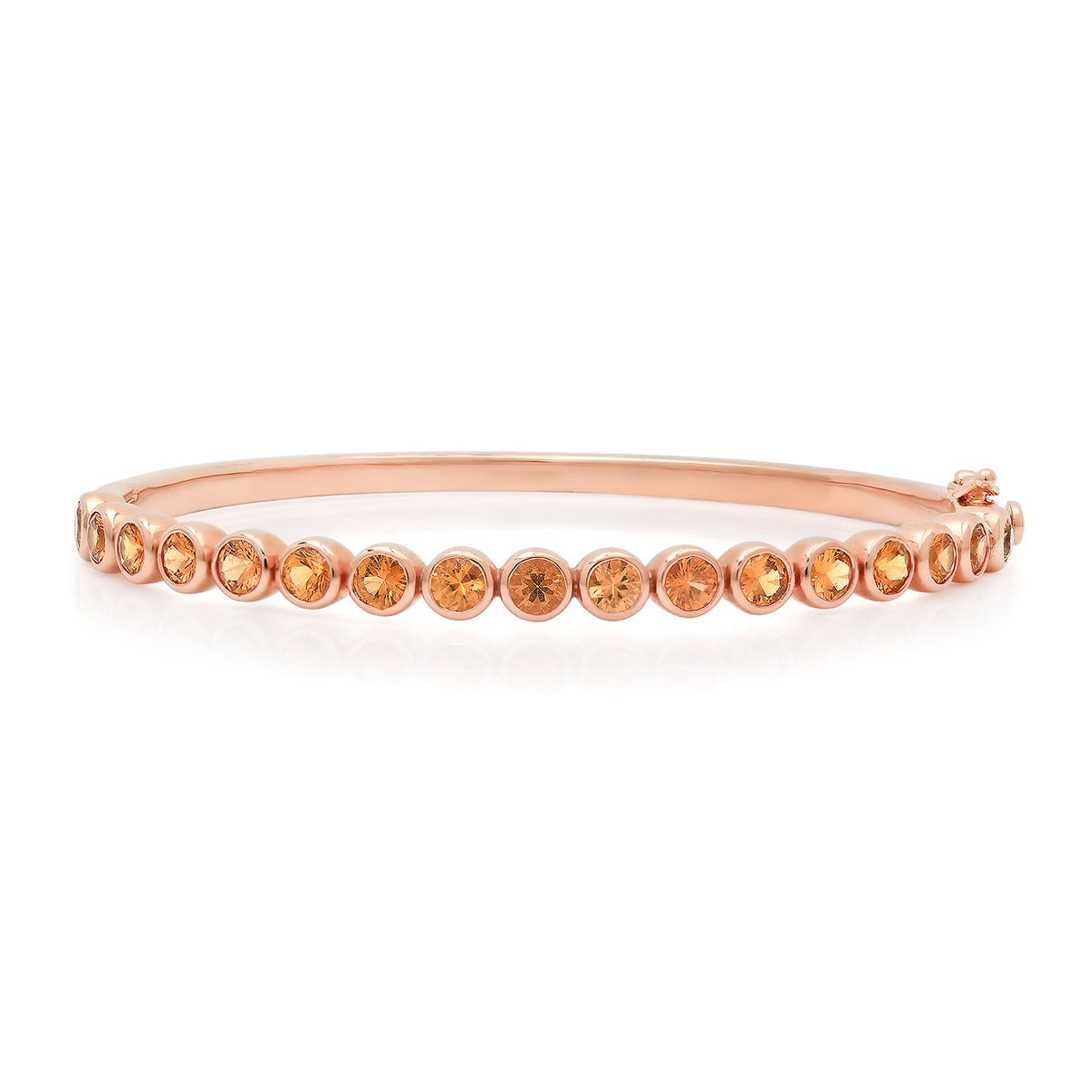 Orange Sapphire Bezel Rounds Bangle Bracelet