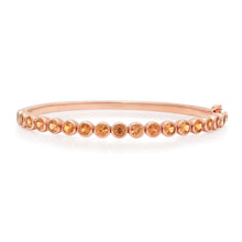 Orange Sapphire Bezel Rounds Bangle Bracelet