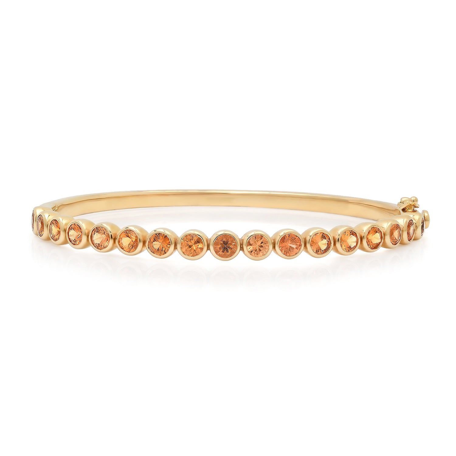 Orange Sapphire Bezel Rounds Bangle Bracelet