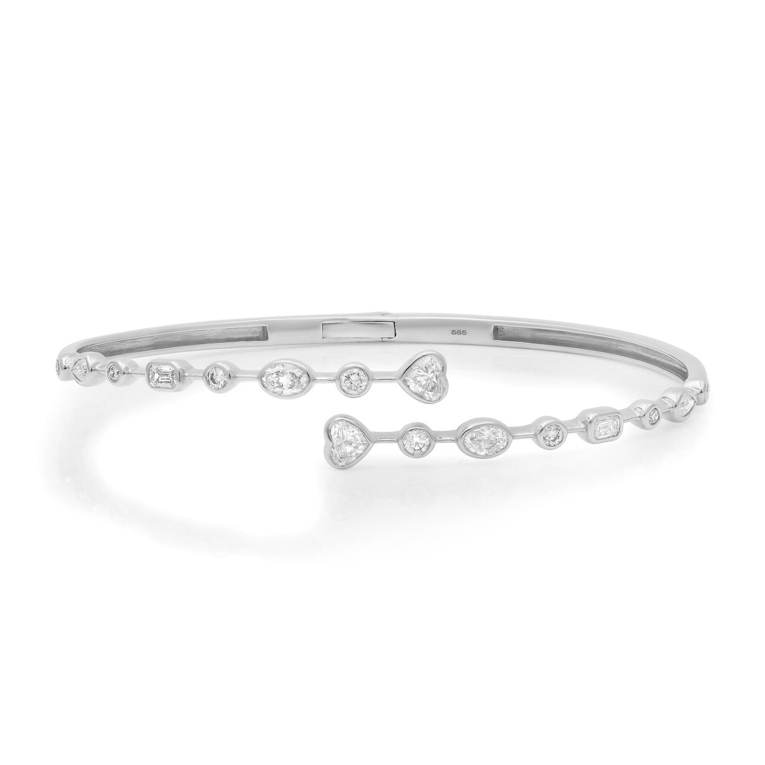 Heart & Mixed Shape Diamond Bezel Bypass Bracelet