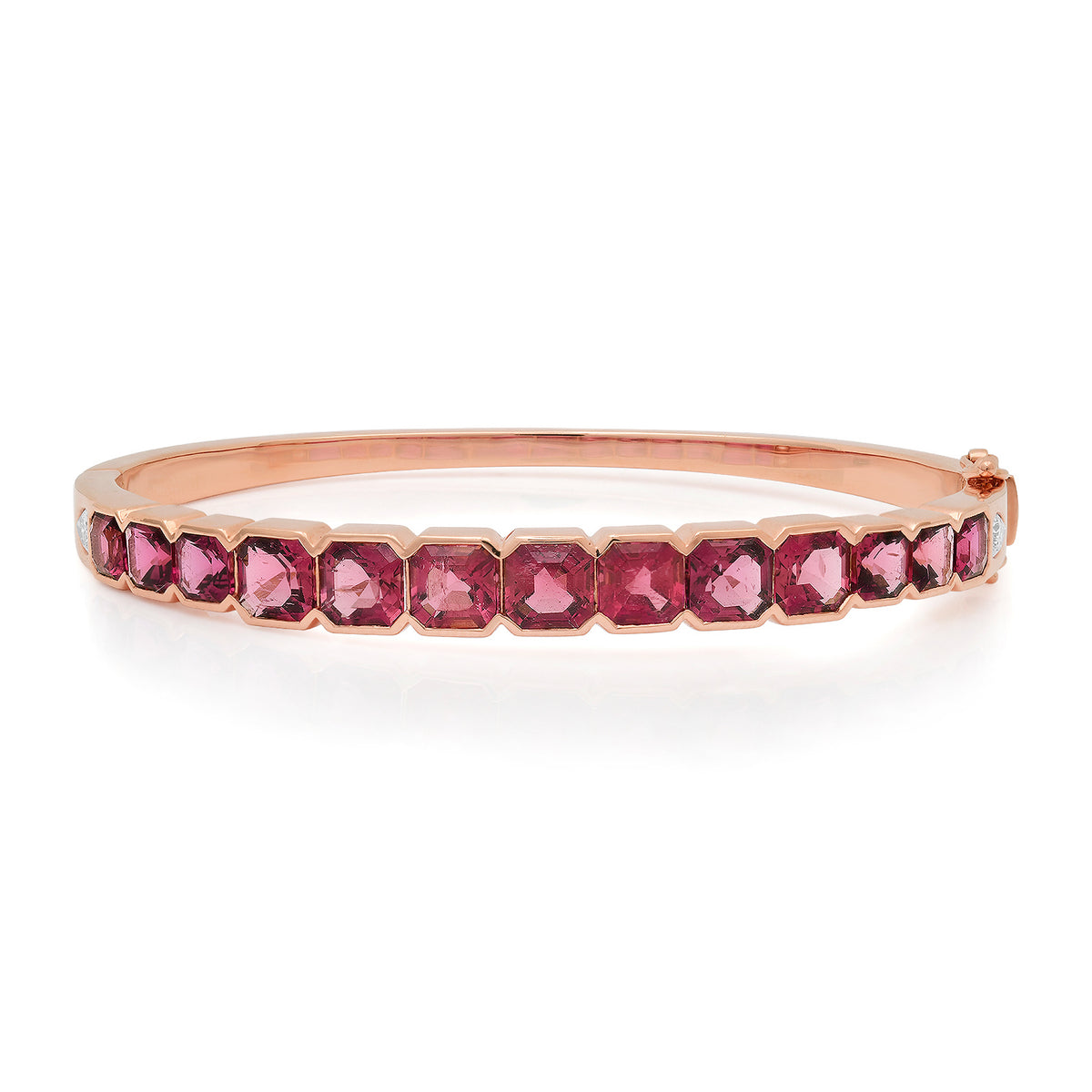 Graduated Asscher Cut Rubellite Bangle Bracelet