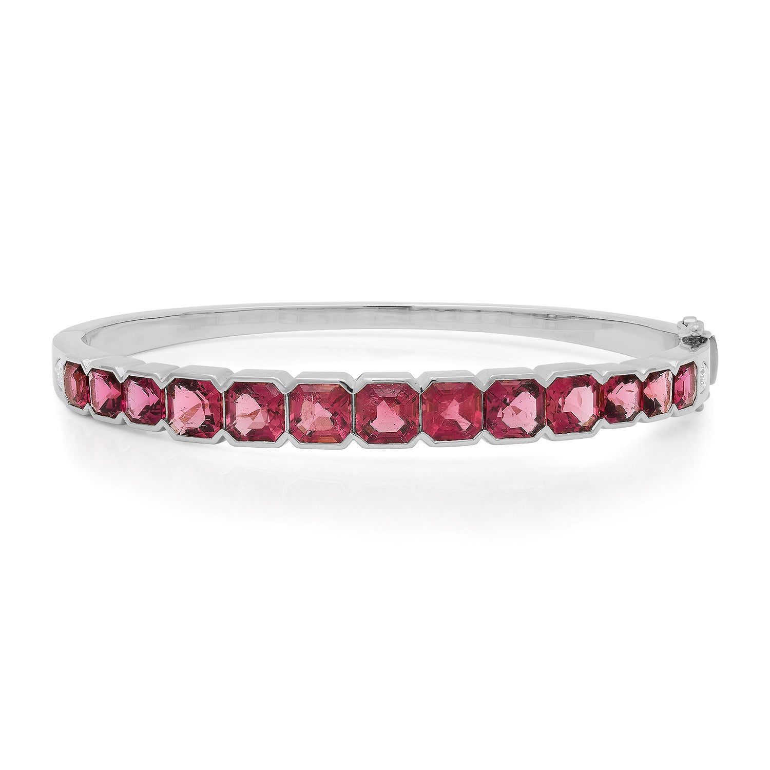 Graduated Asscher Cut Rubellite Bangle Bracelet
