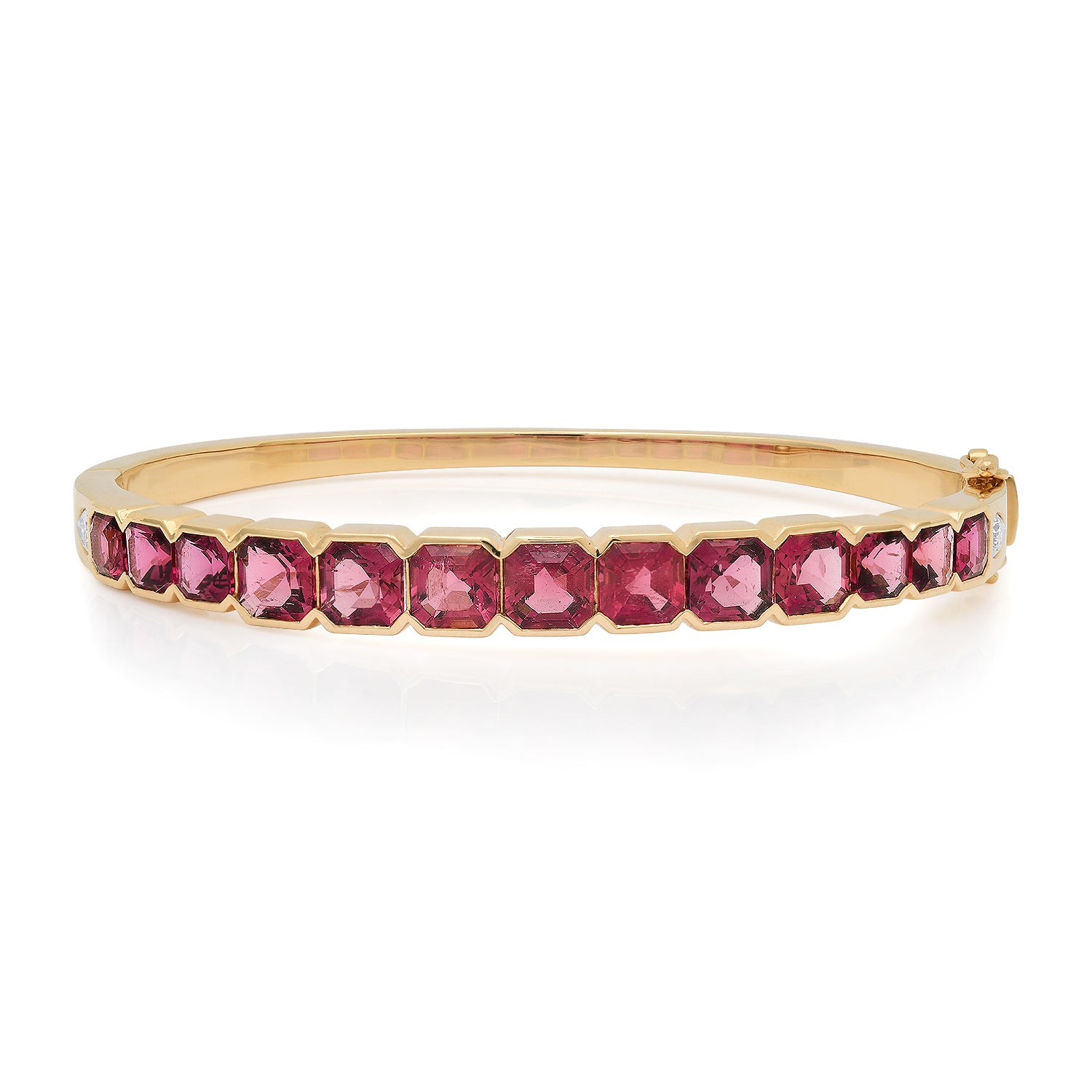 Graduated Asscher Cut Rubellite Bangle Bracelet