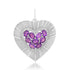 Large Fluted Heart Charm with Gemstone Cluster & Diamonds