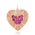 Large Fluted Heart Charm with Gemstone Cluster & Diamonds