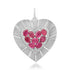 Large Fluted Heart Charm with Gemstone Cluster & Diamonds