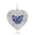 Large Fluted Heart Charm with Gemstone Cluster & Diamonds