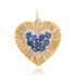Large Fluted Heart Charm with Gemstone Cluster & Diamonds