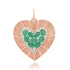 Large Fluted Heart Charm with Gemstone Cluster & Diamonds