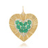 Large Fluted Heart Charm with Gemstone Cluster & Diamonds