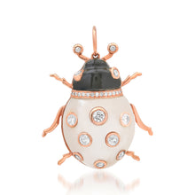 Mother of Pearl & Onyx Scarab Charm with Diamonds