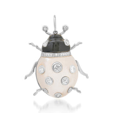 Mother of Pearl & Onyx Scarab Charm with Diamonds