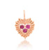 Small Fluted Heart Charm with Gemstone Cluster