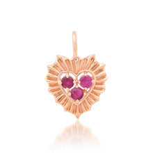 Small Fluted Heart Charm with Gemstone Cluster