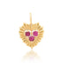 Small Fluted Heart Charm with Gemstone Cluster