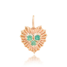Small Fluted Heart Charm with Gemstone Cluster