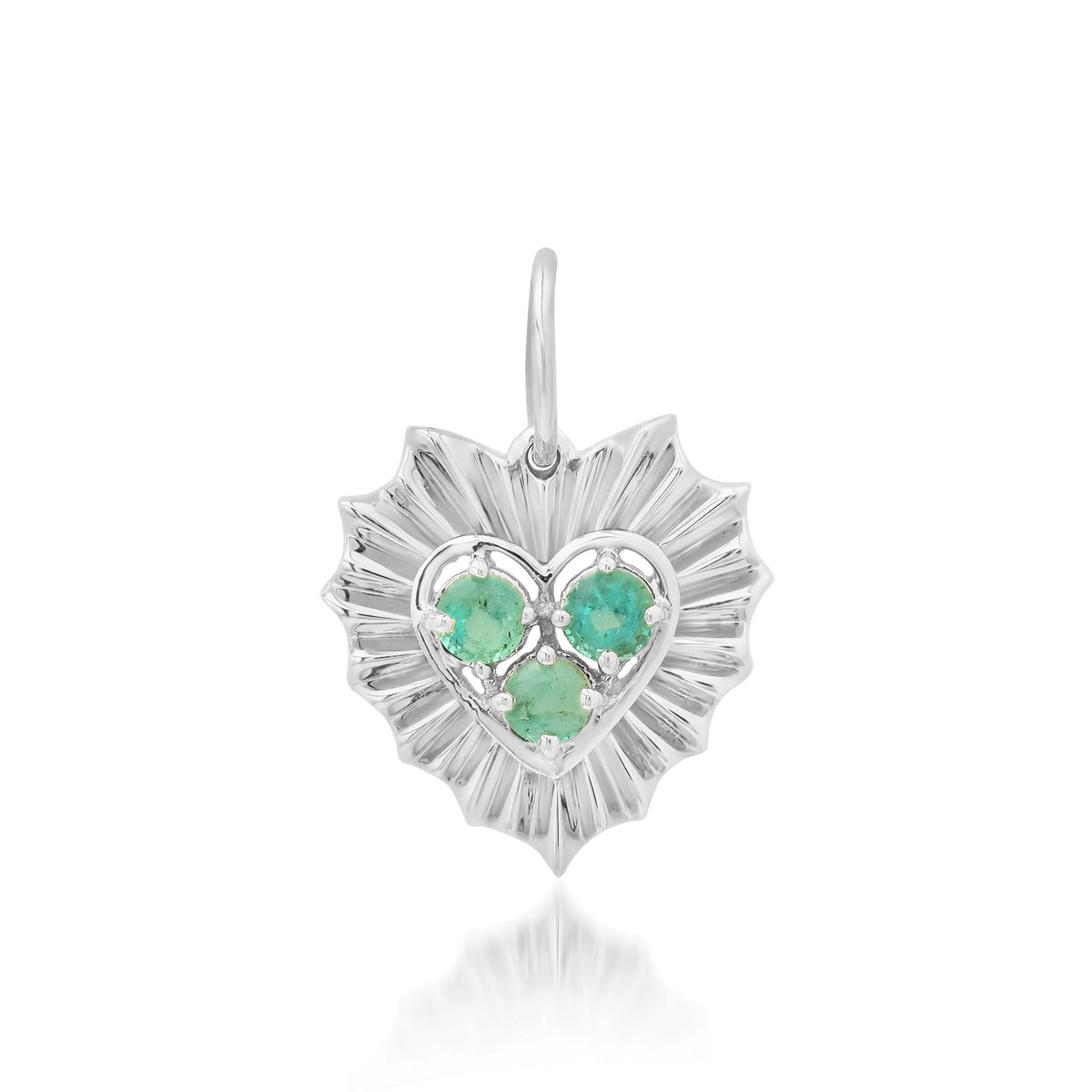 Small Fluted Heart Charm with Gemstone Cluster